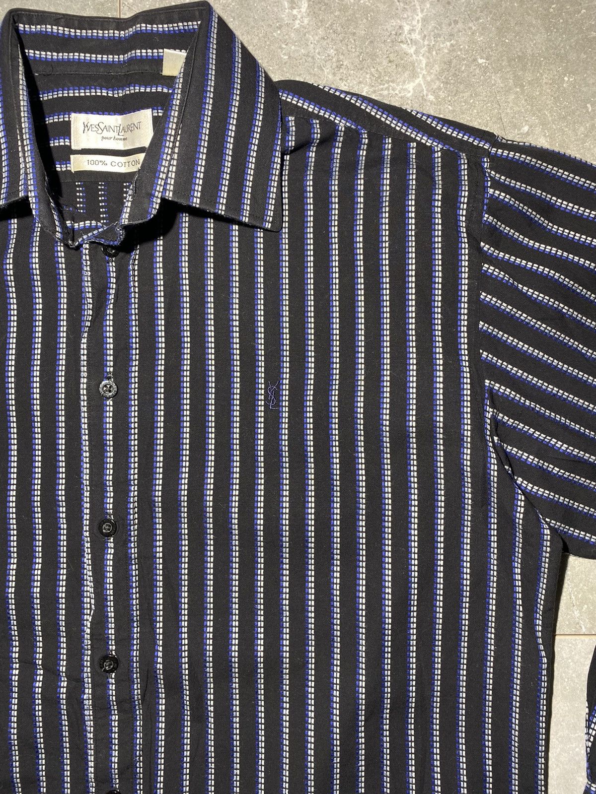 Vintage × Yves Saint Laurent Yves Saint Laurent Vintage Striped Shirt Long Sleeve Size US M / EU 48-50 / 2 - 4 Thumbnail