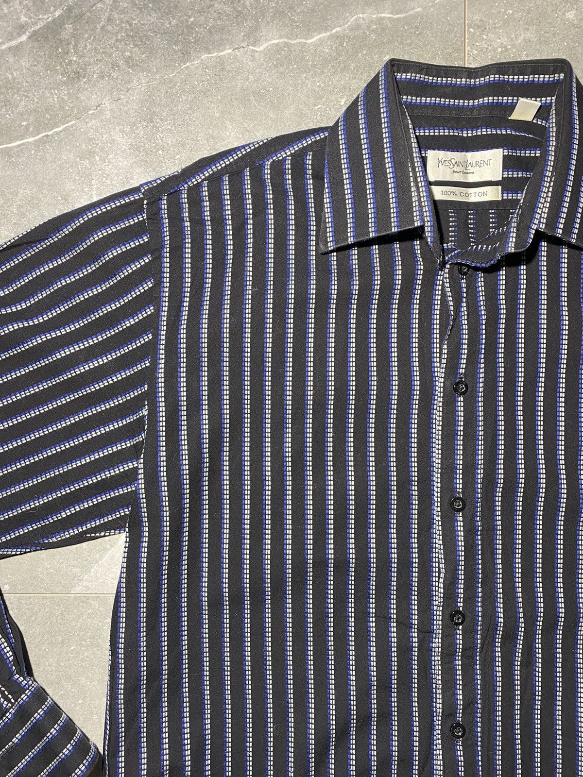 Vintage × Yves Saint Laurent Yves Saint Laurent Vintage Striped Shirt Long Sleeve Size US M / EU 48-50 / 2 - 3 Thumbnail