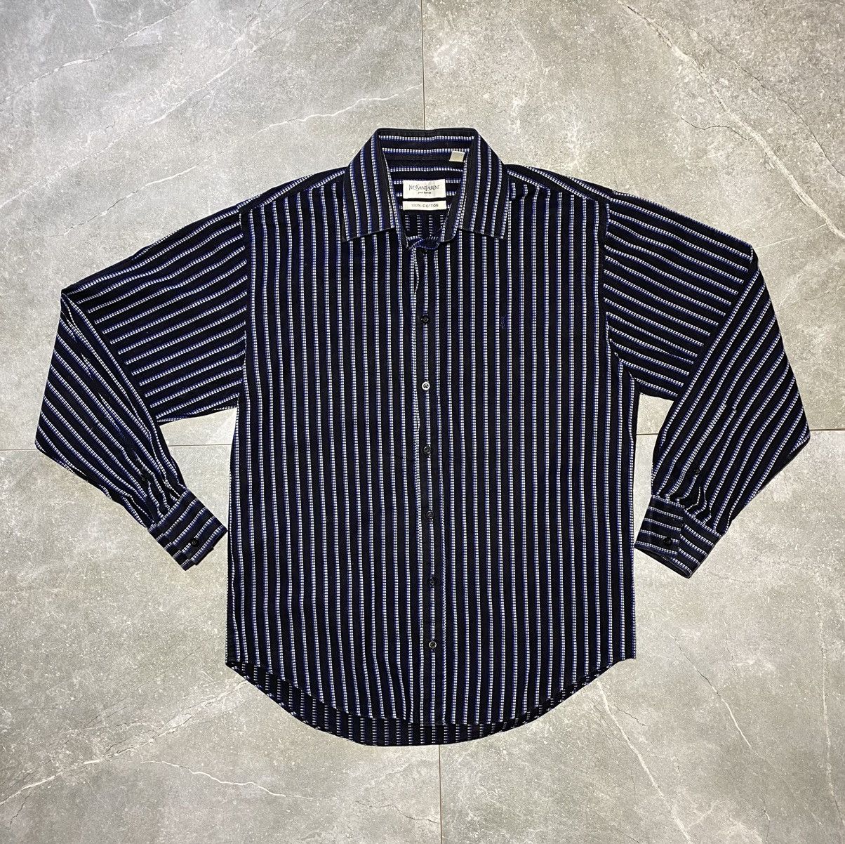 Vintage × Yves Saint Laurent Yves Saint Laurent Vintage Striped Shirt Long Sleeve Size US M / EU 48-50 / 2 - 2 Thumbnail