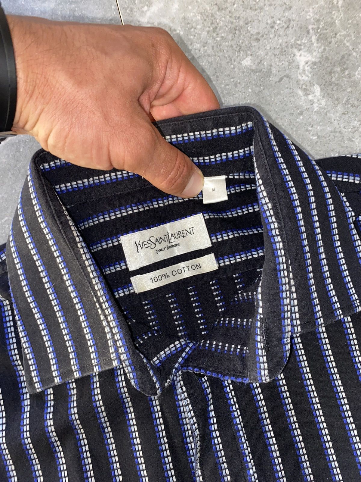 Vintage × Yves Saint Laurent Yves Saint Laurent Vintage Striped Shirt Long Sleeve Size US M / EU 48-50 / 2 - 8 Thumbnail