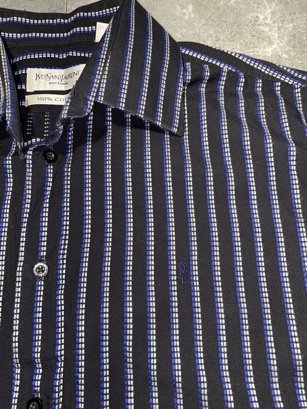 Vintage × Yves Saint Laurent Yves Saint Laurent Vintage Striped Shirt Long Sleeve Size US M / EU 48-50 / 2 - 7 Thumbnail