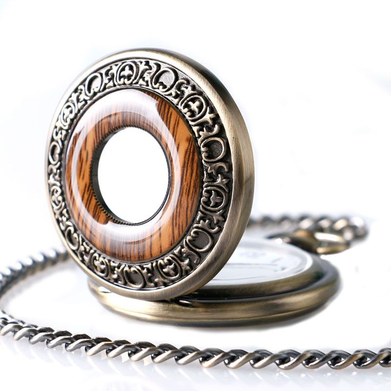 Other Vintage Wood Round Case Pocket Watch Quartz Clock Gift Size ONE SIZE - 8 Thumbnail