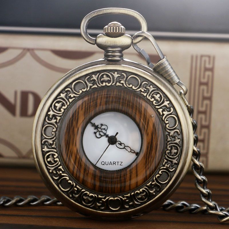 Other Vintage Wood Round Case Pocket Watch Quartz Clock Gift Size ONE SIZE - 1 Thumbnail