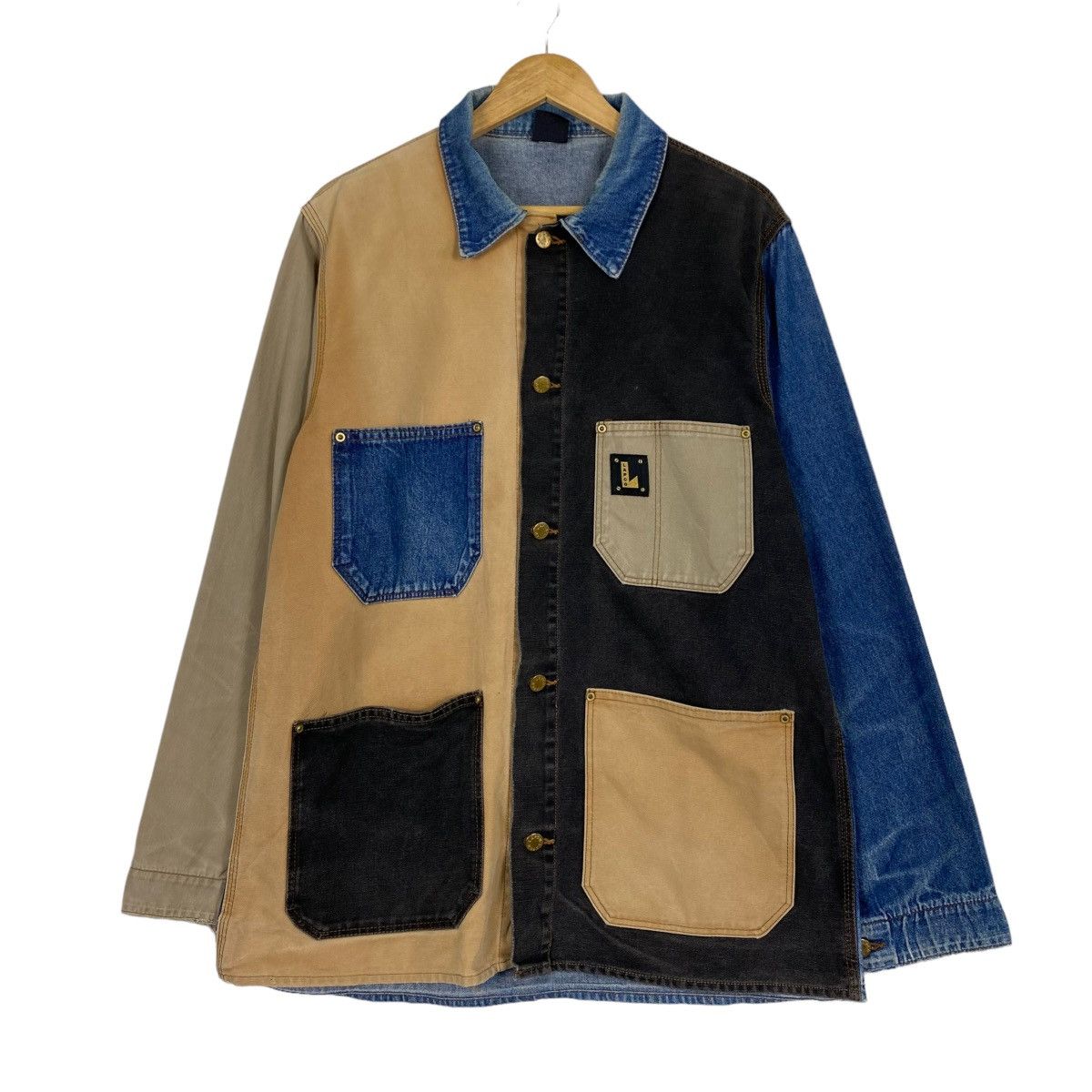 Japanese Brand Vintage 90s Lapco Work Wear Chore Denim Jacket Size US M / EU 48-50 / 2 - 1 Thumbnail