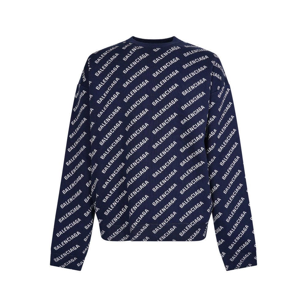 BALENCIAGA LOGO ALLOVER WOOL SWEATER SIZE M