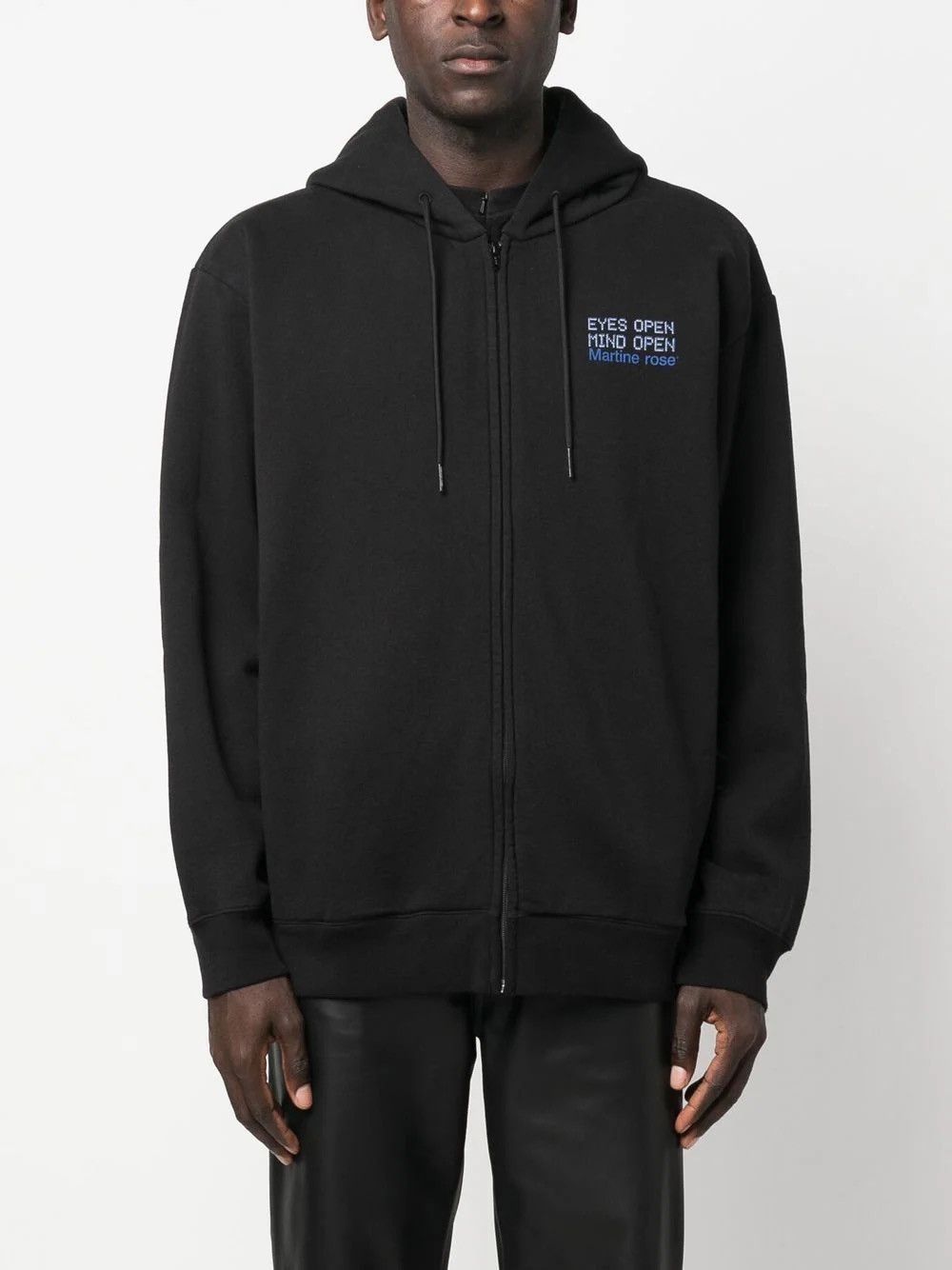 Pre-owned Martine Rose Eyes Open Zip Up Hoodie In Black