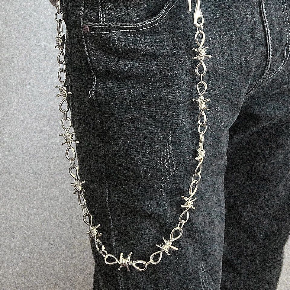 Jewelry Chunky Barbed Wire Pants Chain in Silver, Men's