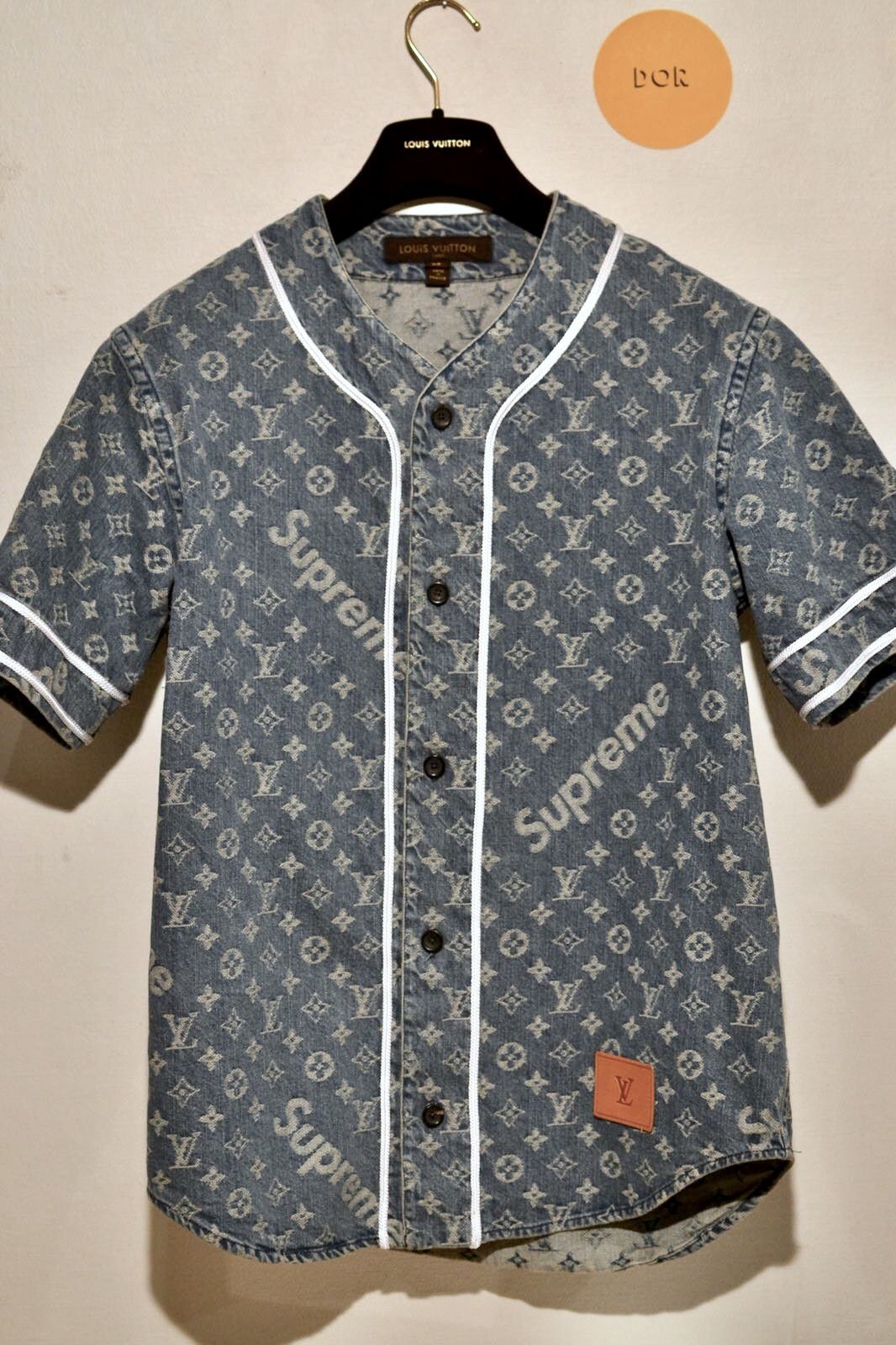 Louis Vuitton Supreme Blue Monogram Baseball Jersey