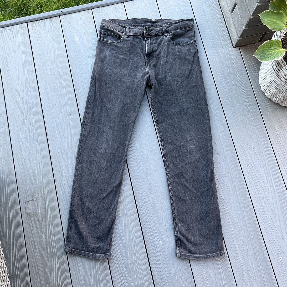 Carhartt × Vintage Carhartt WIP Sonic Pant Grey Washed Jeans 33x32 Size US 33 - 3 Thumbnail