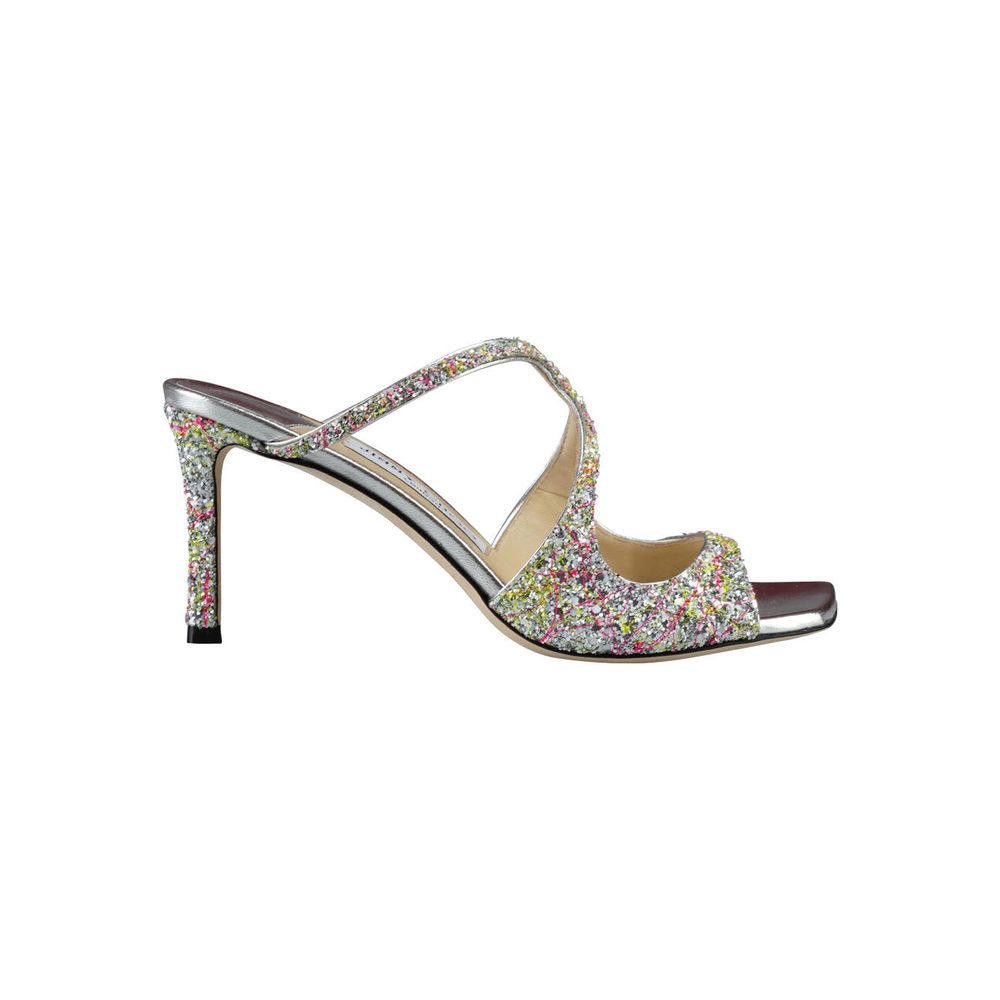 JIMMY CHOO MULTICOLORI GLITTER SANDAL SIZE 38.5