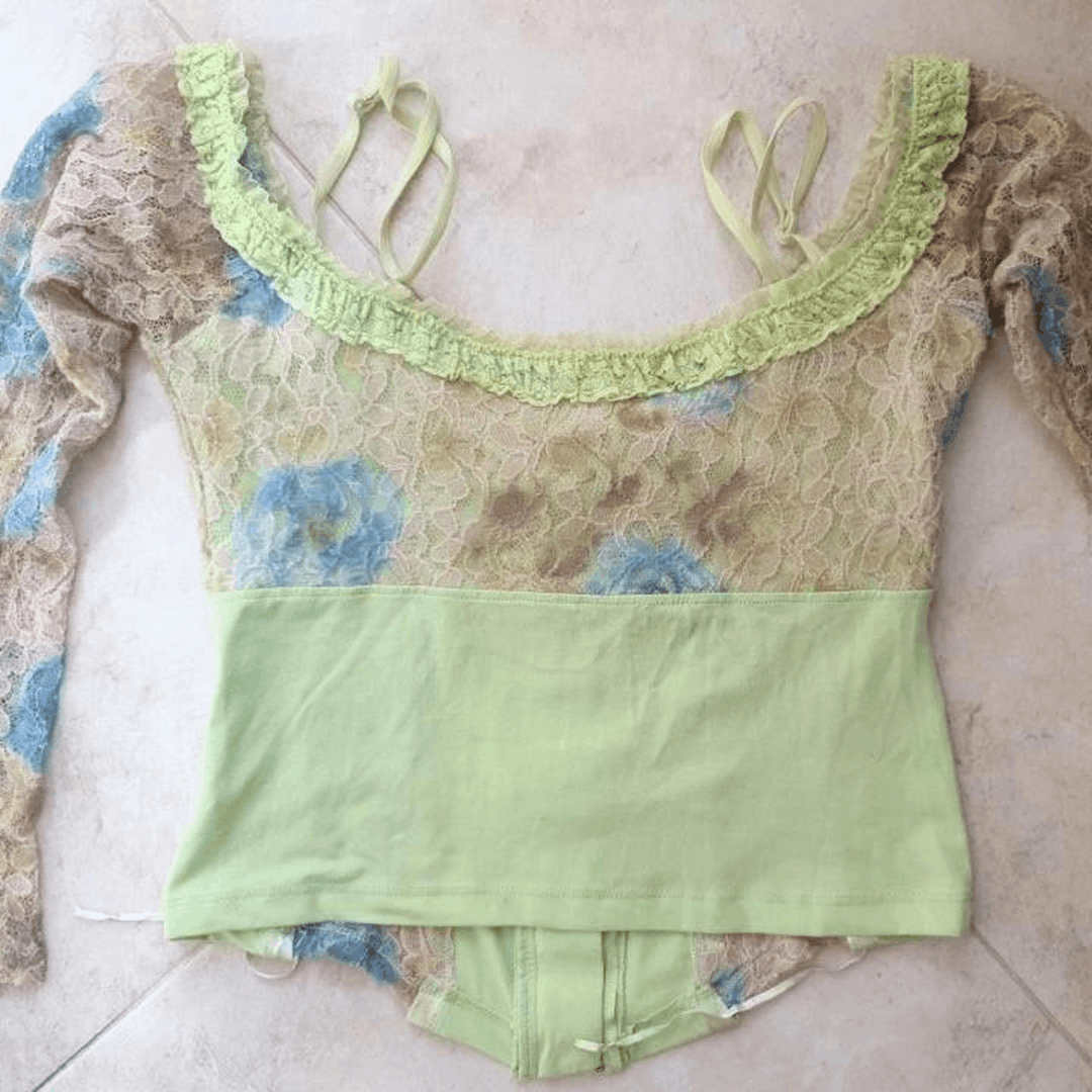 Japanese Brand y2k romance fairycore pastel lace blouse sz XS like corset Size XS / US 0-2 / IT 36-38 - 8 Thumbnail