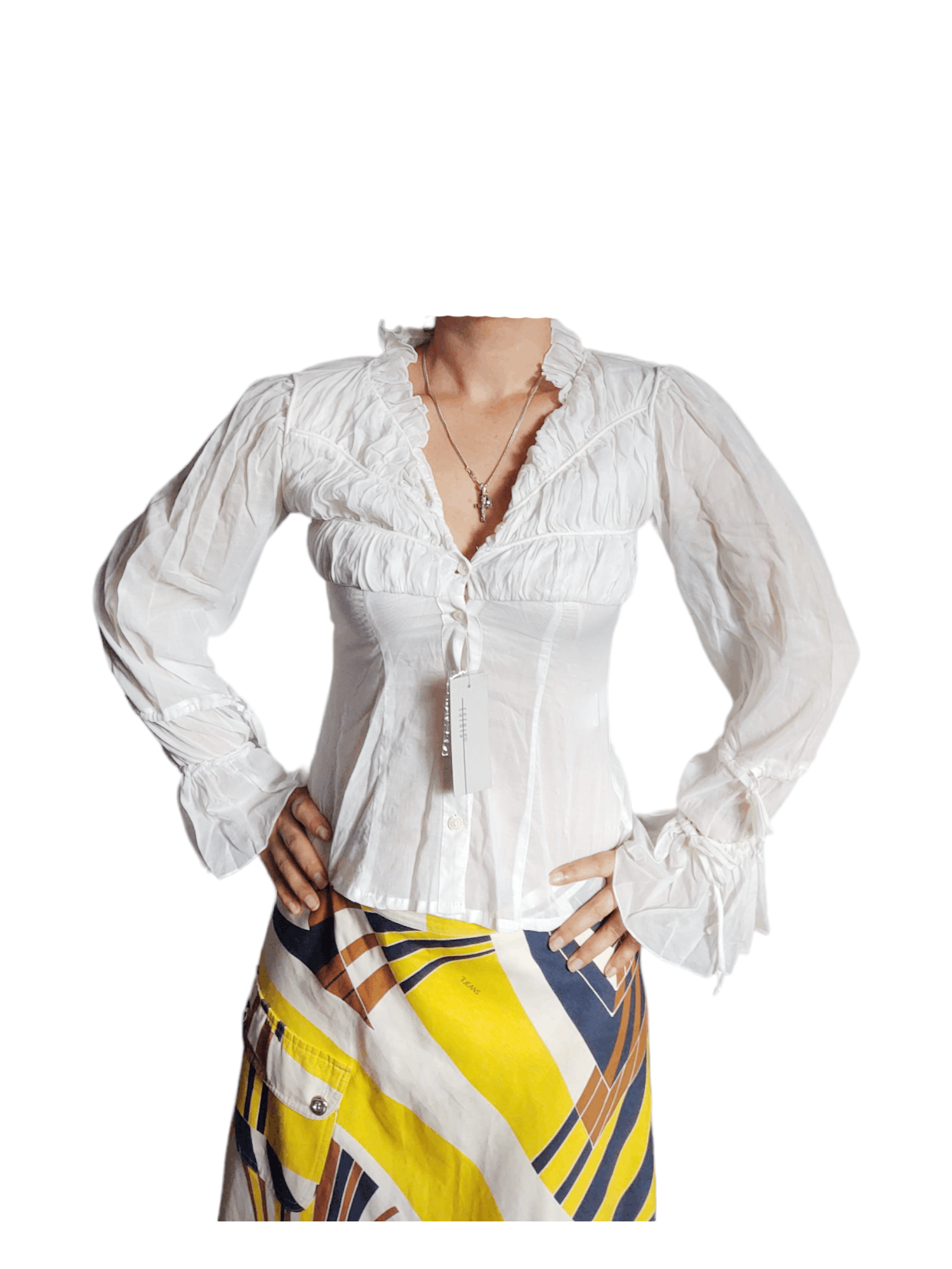 Other White Airy Cotton Blouse US Sz XS NEW condition UK sz 10 Size XS / US 0-2 / IT 36-38 - 1 Thumbnail