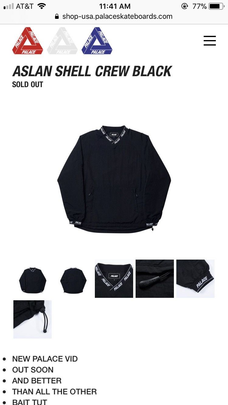 Palace Aslan Shell Crew | Grailed