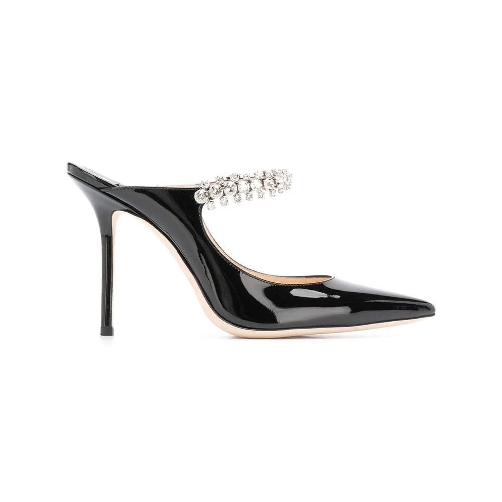 JIMMY CHOO CRYSTAL BLACK LEATHER PUMP SIZE 38.5
