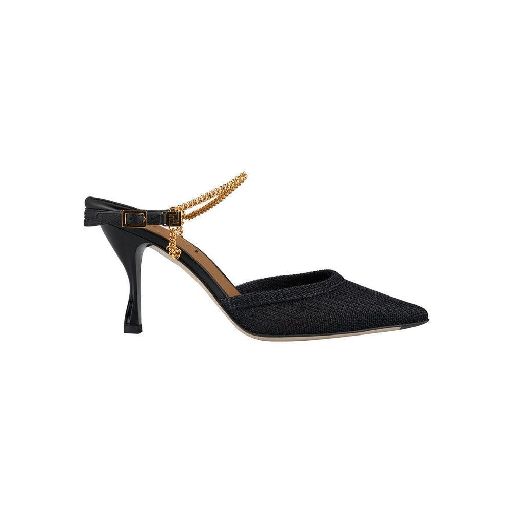 FENDI FF LOGO LEATHER PUMP SIZE 36.5