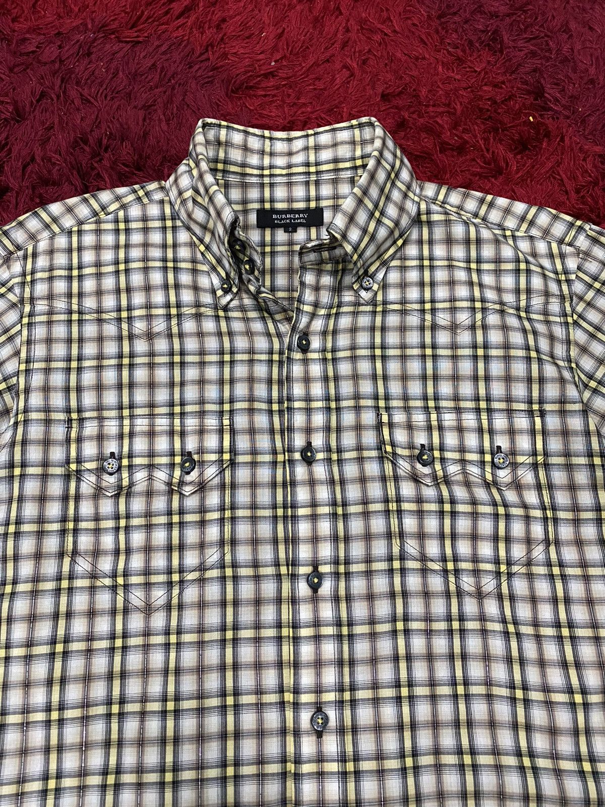Burberry Vintage BURBERRY Black Label Western Shadow Plaid Checkered Size US M / EU 48-50 / 2 - 10 Thumbnail