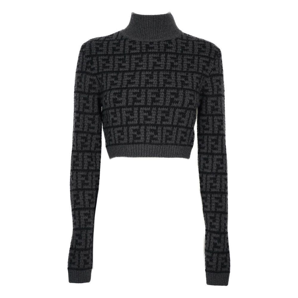 FENDI FF LOGO BLACK SWEATER SIZE 42