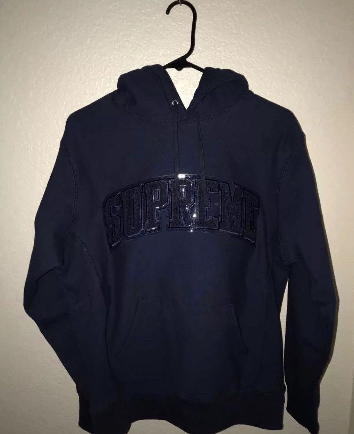 Supreme Supreme Patent/Chenille Arc Logo Hooded Sweatshirt | Grailed