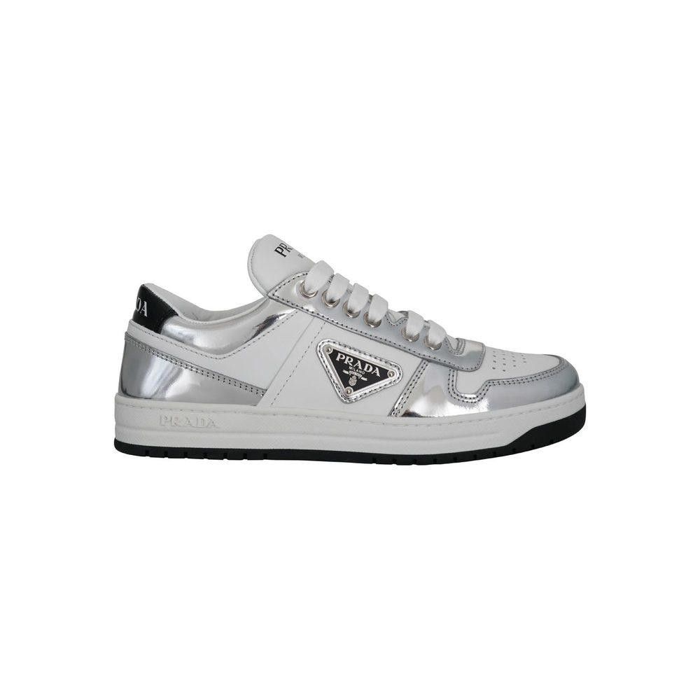 PRADA LOGO SILVER SNEAKER SIZE 35.5