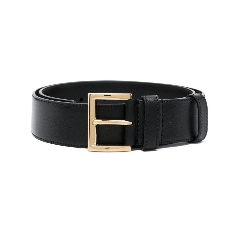 PRADA LOGO WOMEN BLACK LEATHER BELT SIZE 80
