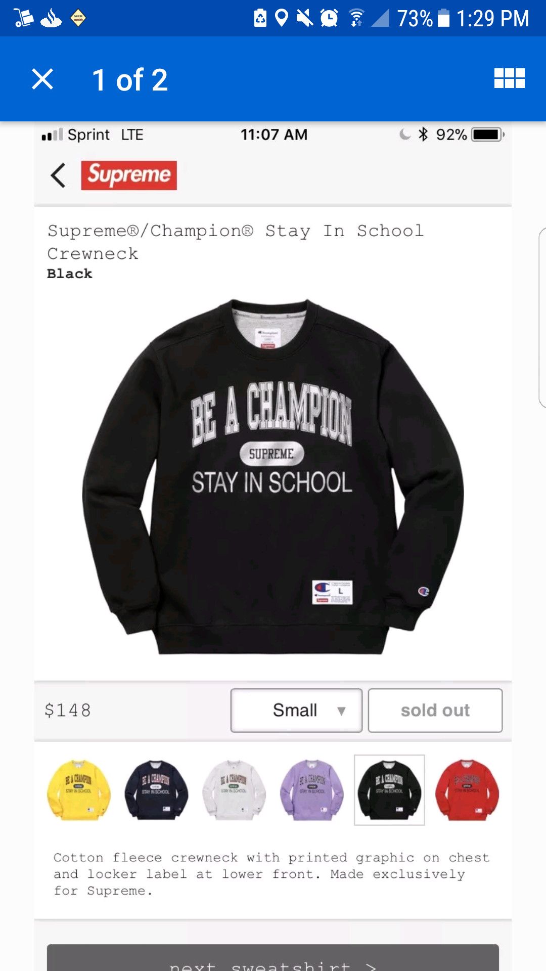 Supreme Supreme Champion Stay in School Crewneck Grailed