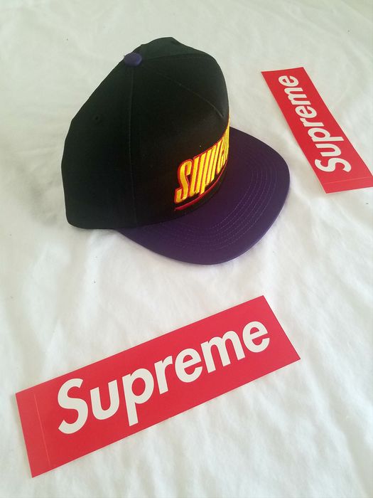 Supreme Supreme Underline Hat 5 Panel Black and Purple | Grailed