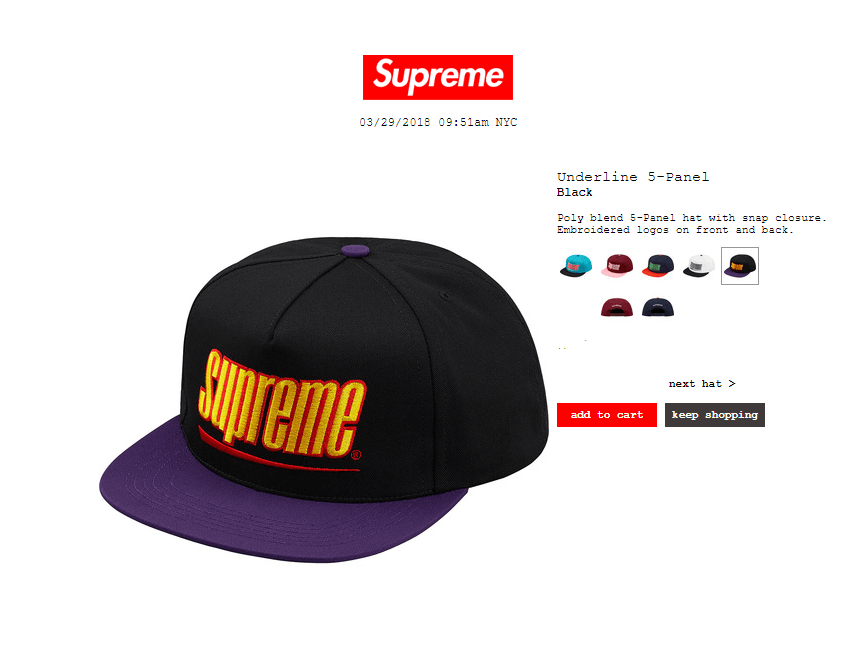 Supreme Supreme Underline Hat 5 Panel Black and Purple | Grailed