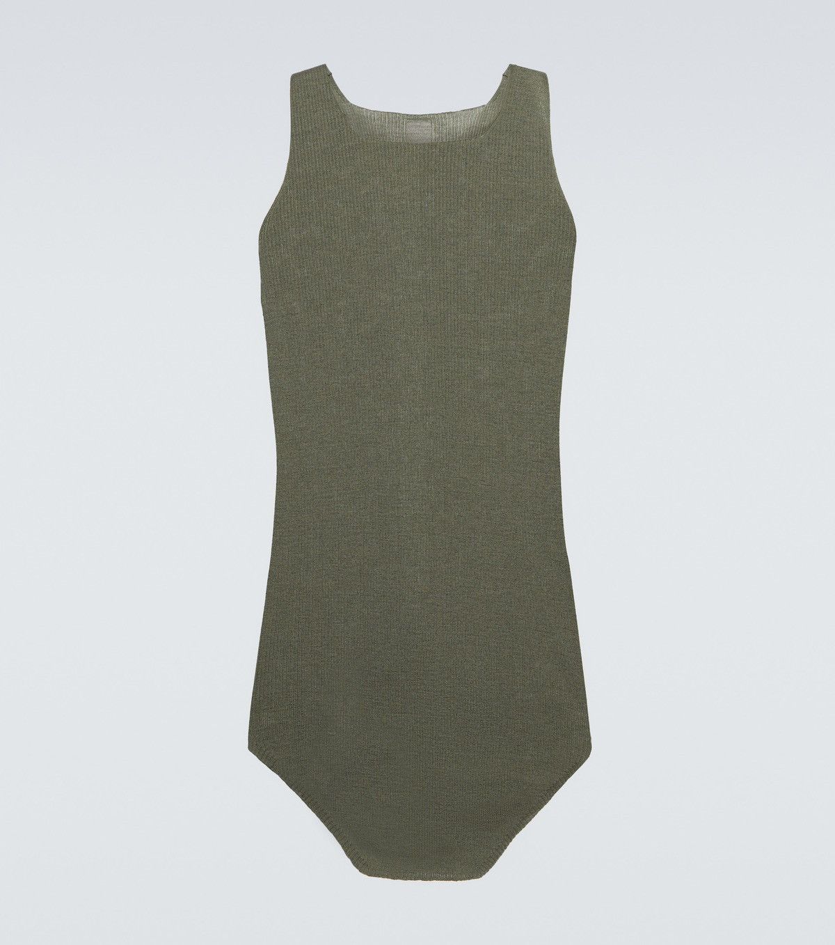 Pre-owned Rick Owens Ss23 Edfu Moss Dickflap Ribbed Wool Tank In Green