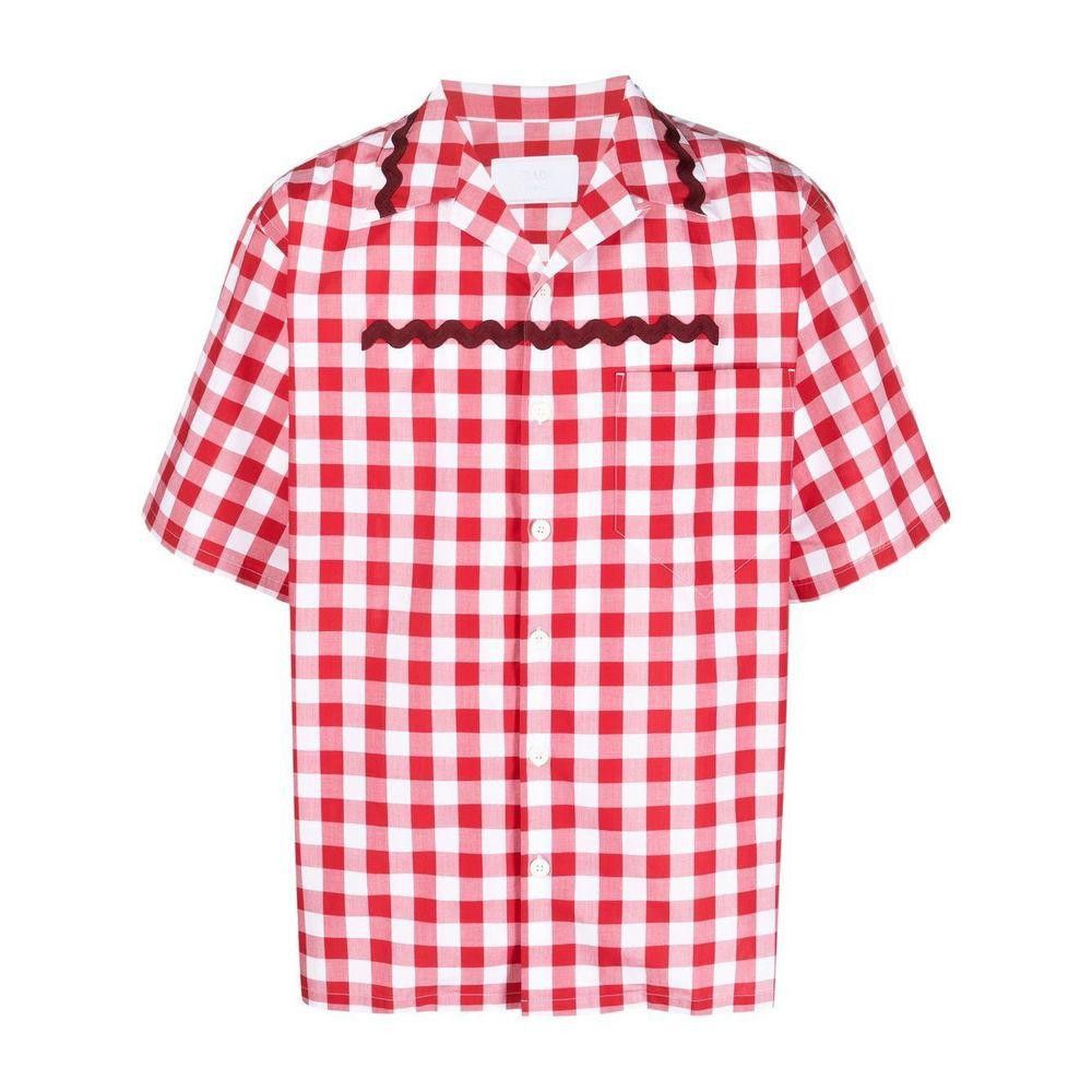 PRADA PLAID RED MEN SHIRT SIZE L
