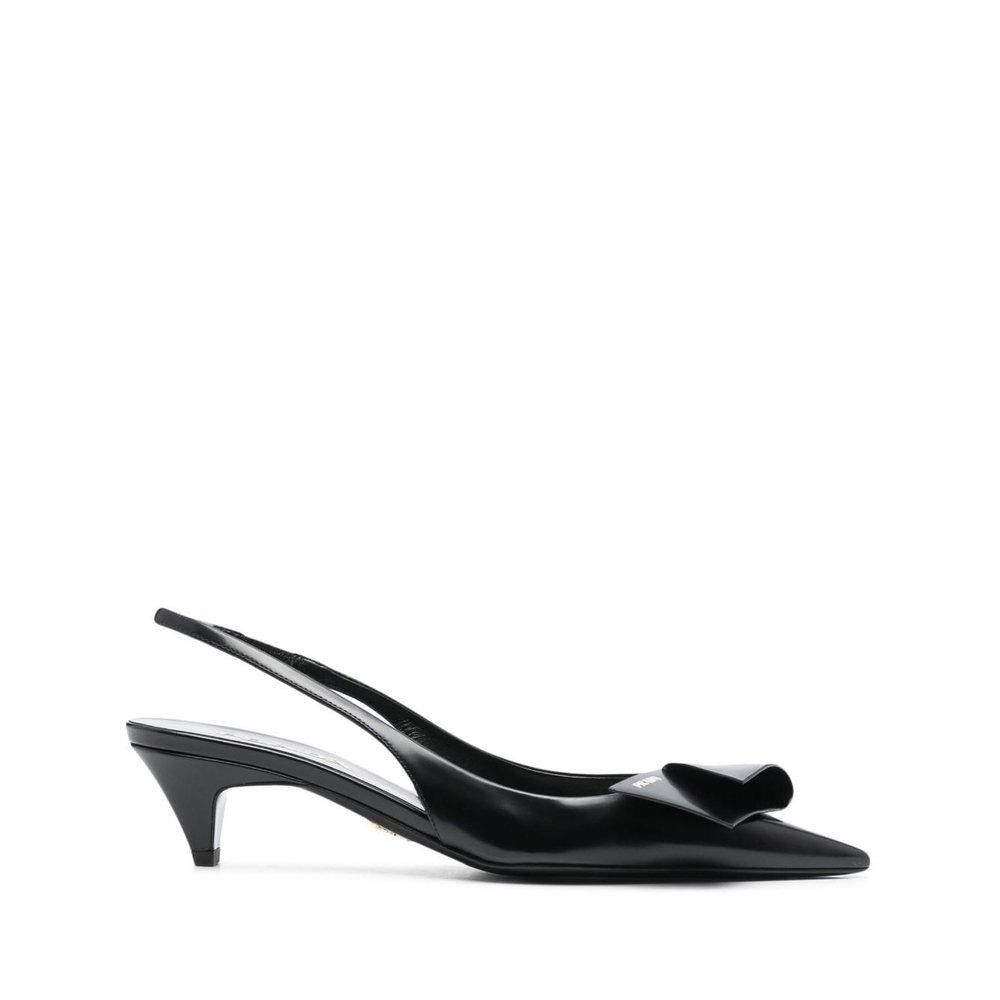 PRADA LOGO BLACK SLINGBACK LEATHER PUMP SIZE 36.5