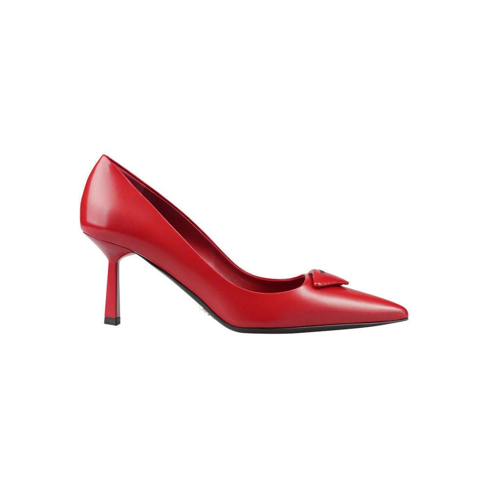 PRADA LOGO RED LEATHER PUMP SIZE 37.5