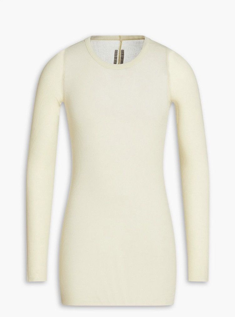 image of Rick Owens Rib Long sleeve T Longsleeve Shirt Top Fogachine Sample in White, Men's (Size Small)