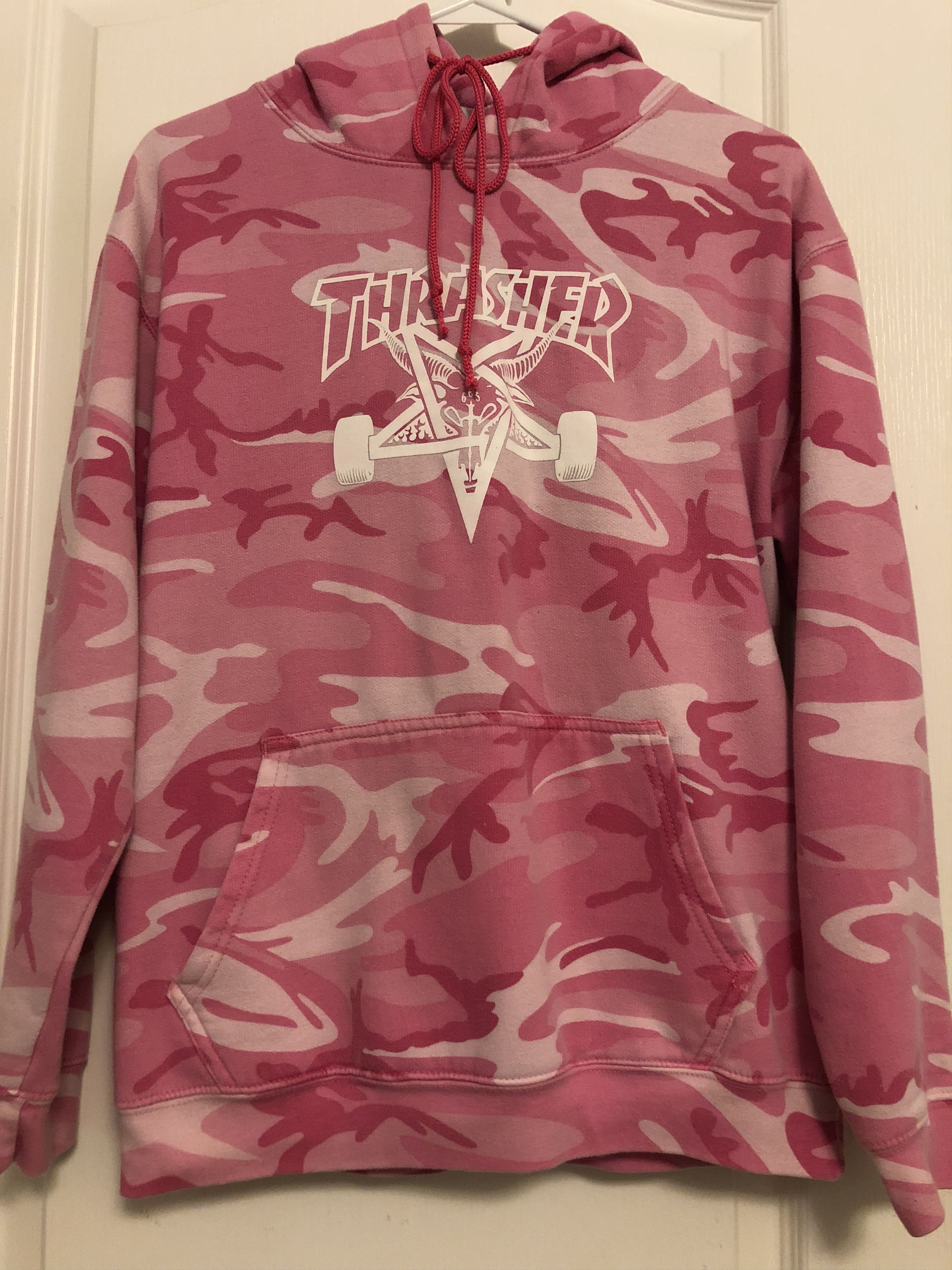 Pink camo store hoodie thrasher