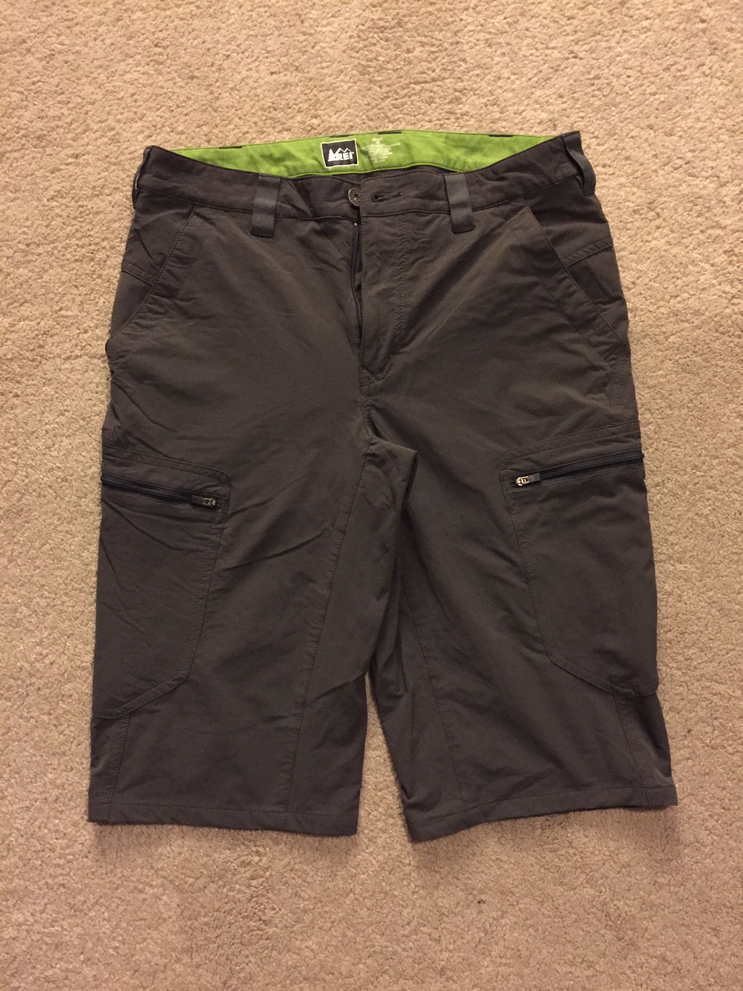 REI Nylon Shorts Cargo Shorts Slate Gray Drawstring selling Waist Large