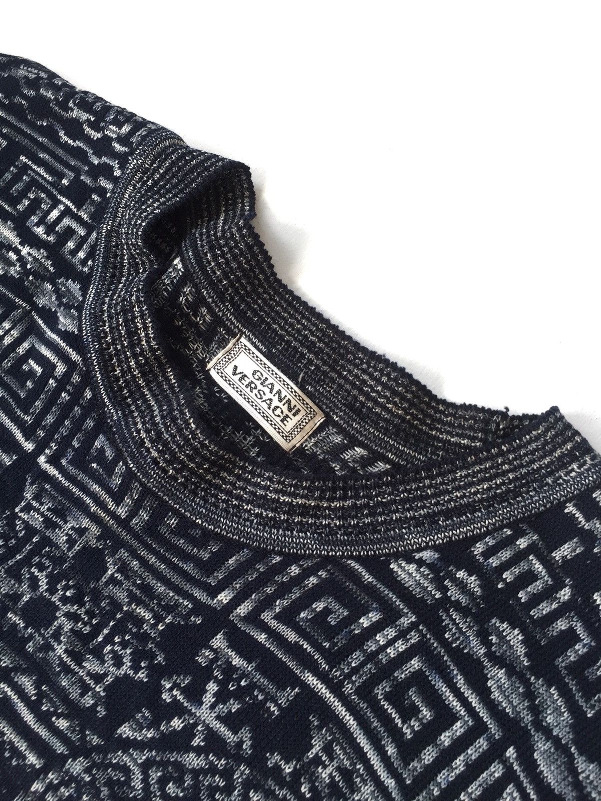 Versace × Versace Jeans Couture [ LAST DROP ! ] Gianni Versace Iconic Medusa Head Overprinted Navy Jumper Size US M / EU 48-50 / 2 - 6 Thumbnail