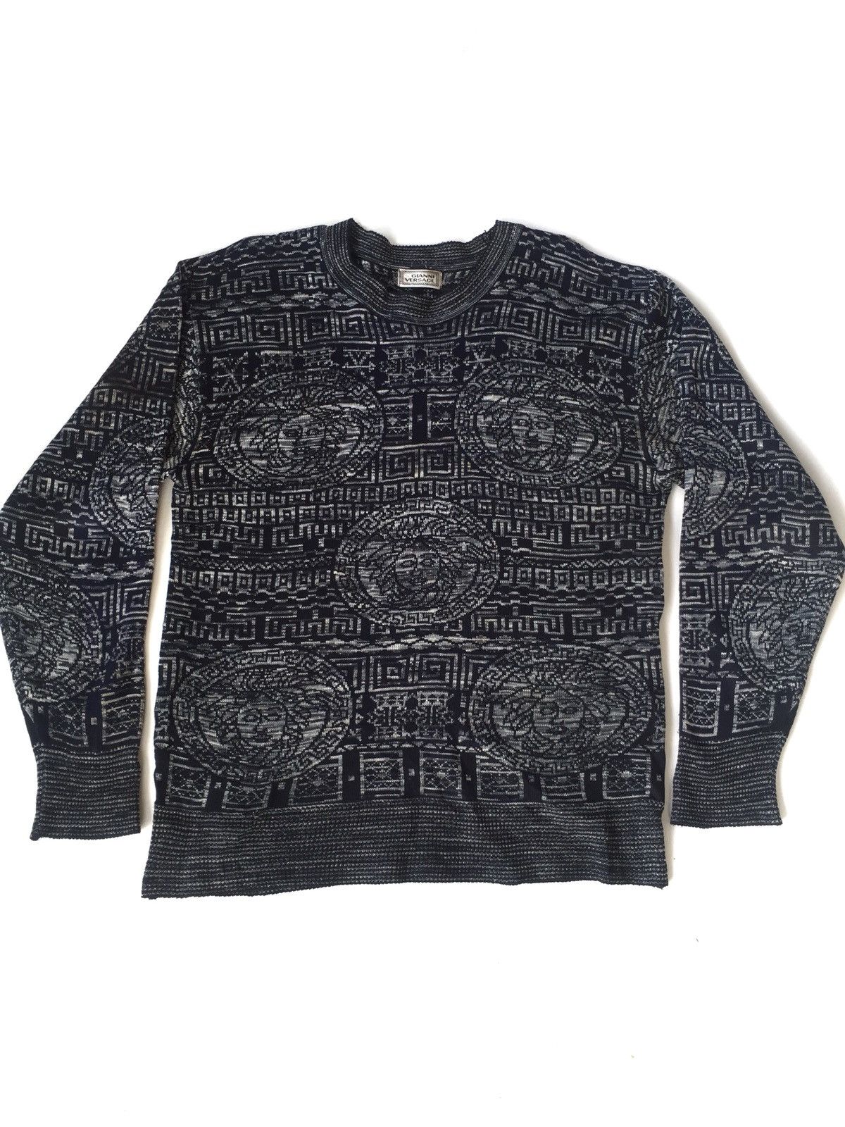 Versace × Versace Jeans Couture [ LAST DROP ! ] Gianni Versace Iconic Medusa Head Overprinted Navy Jumper Size US M / EU 48-50 / 2 - 1 Thumbnail