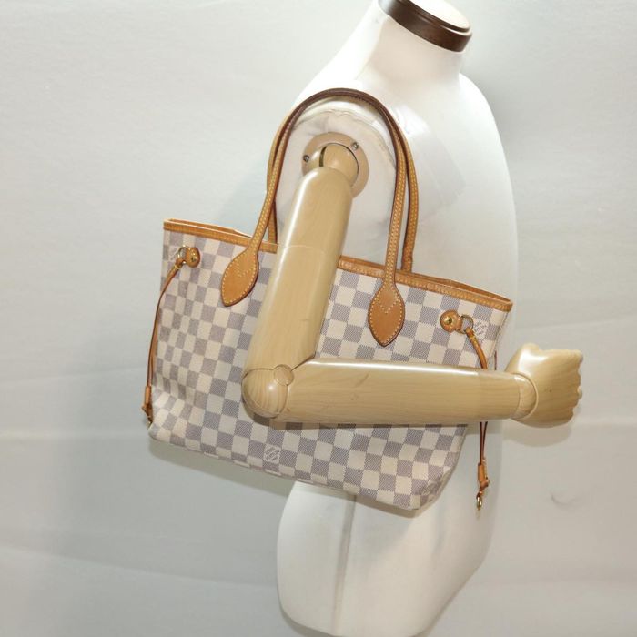 LOUIS VUITTON Damier Azur Neverfull PM Tote Bag N41362 LV Auth