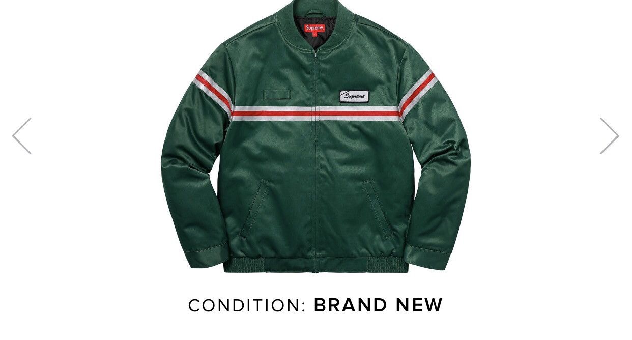 Supreme Supreme Reflective Stripe Work Jacket Dark Green | Grailed