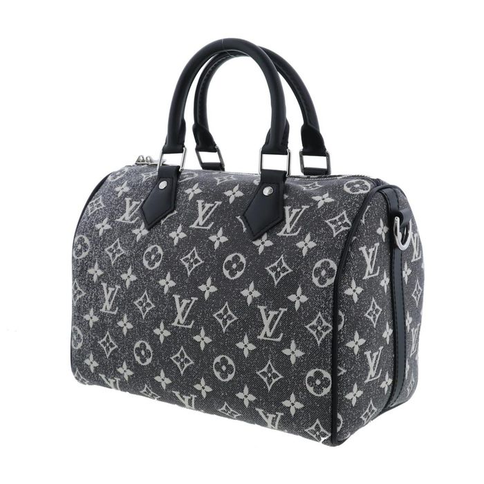 LOUIS VUITTON Denim Monogram Jacquard Speedy Bandouliere 25 Black 1300111