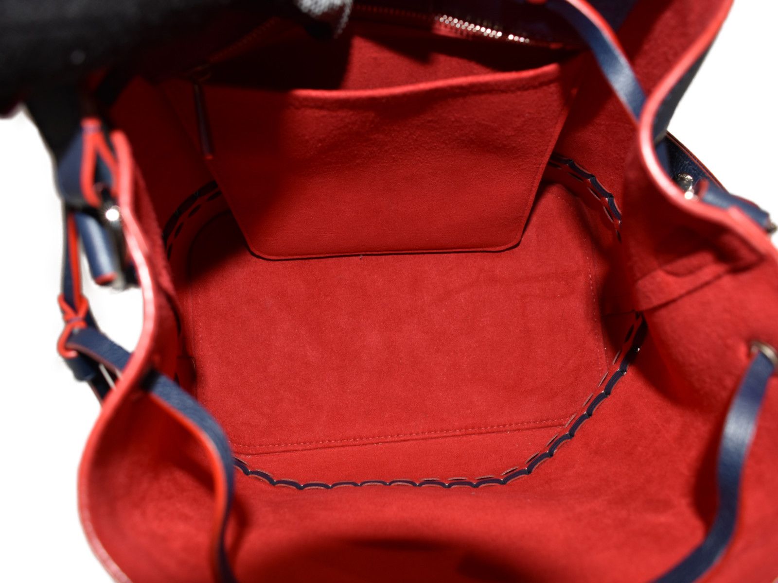 Louis Vuitton LockMe Bucket Navy Red Calf Leather Shoulder Bag