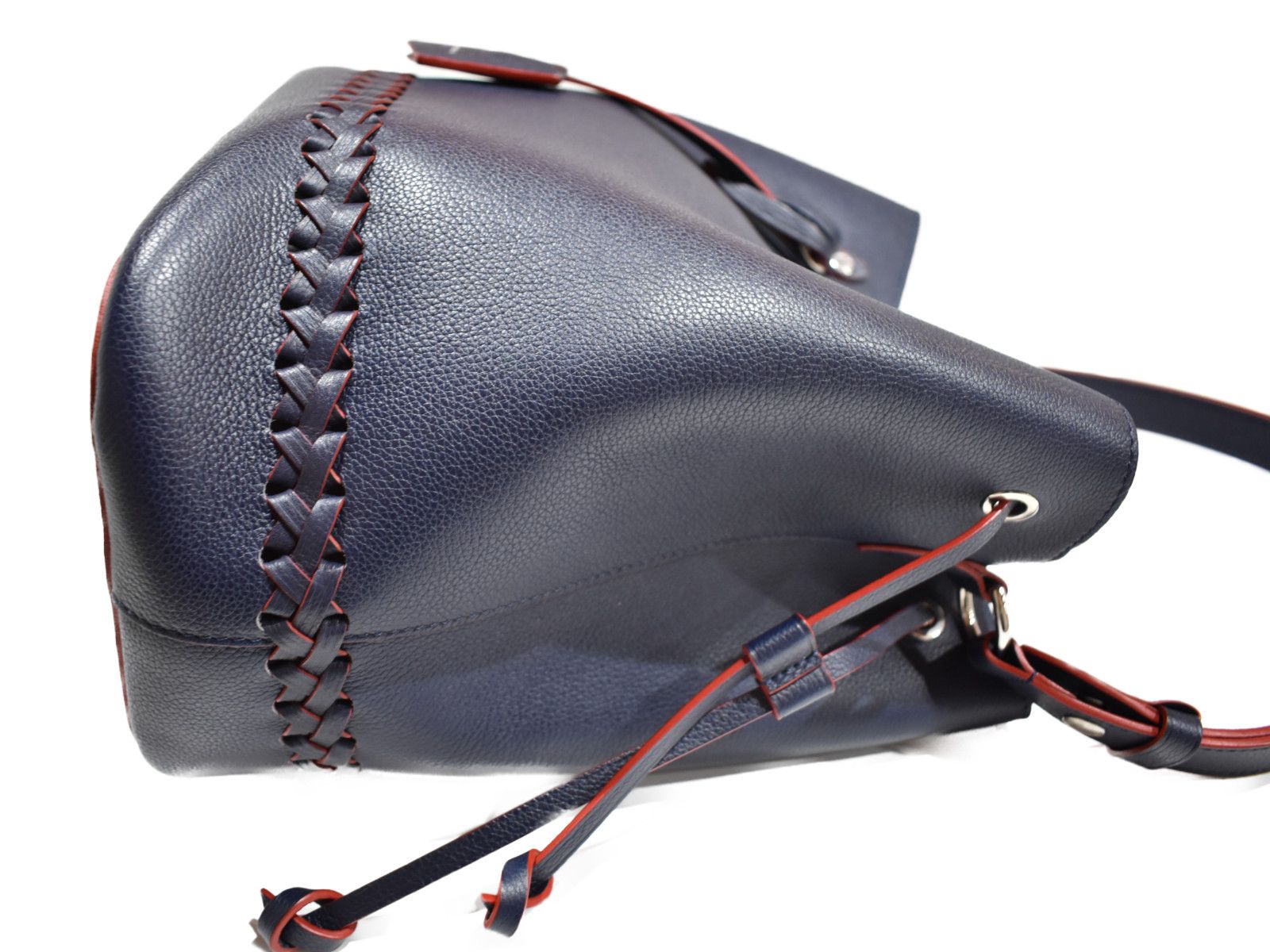 Louis Vuitton LockMe Bucket Navy Red Calf Leather Shoulder Bag