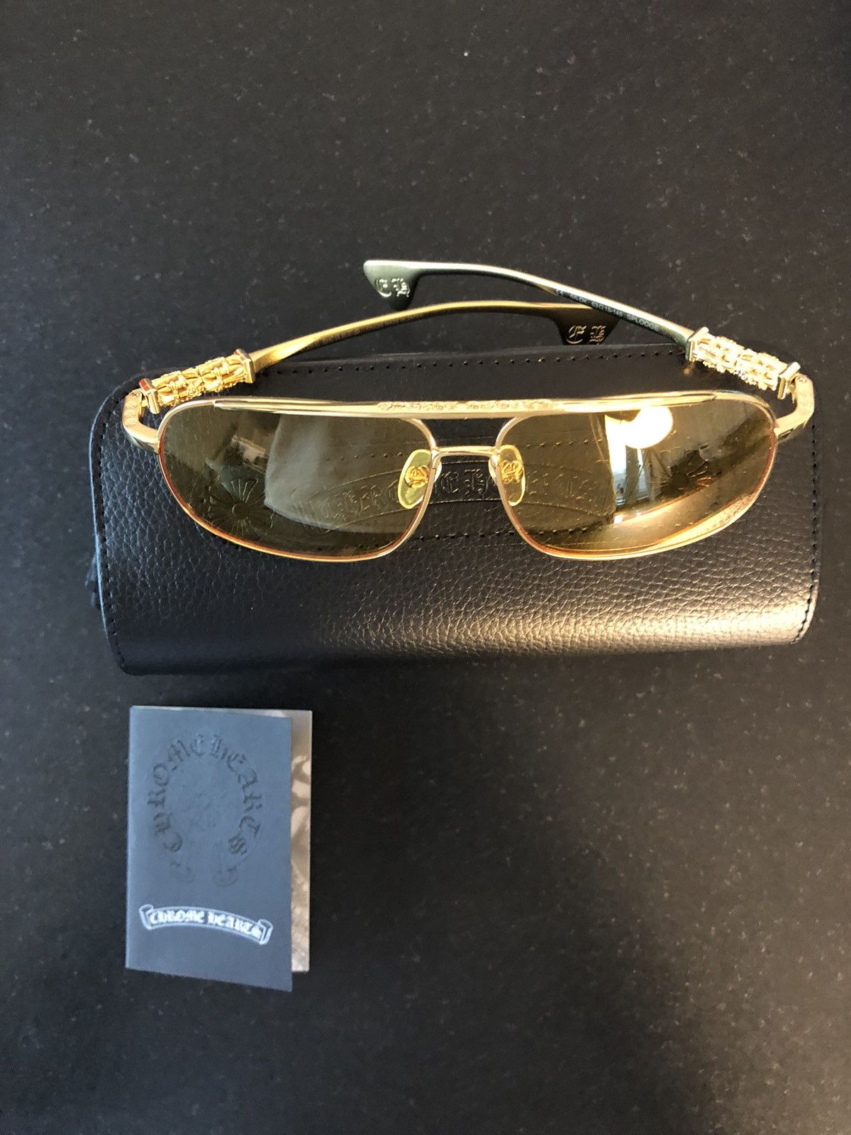 Chrome Hearts NEW “Splooge” Gold Aviator Sunglasses | Grailed