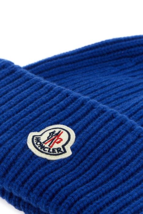 Moncler Electric Blue Wool Blend Beanie Hat | Grailed