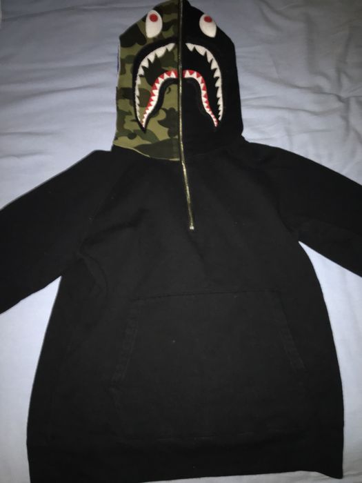 Half black half camo bape outlet hoodie