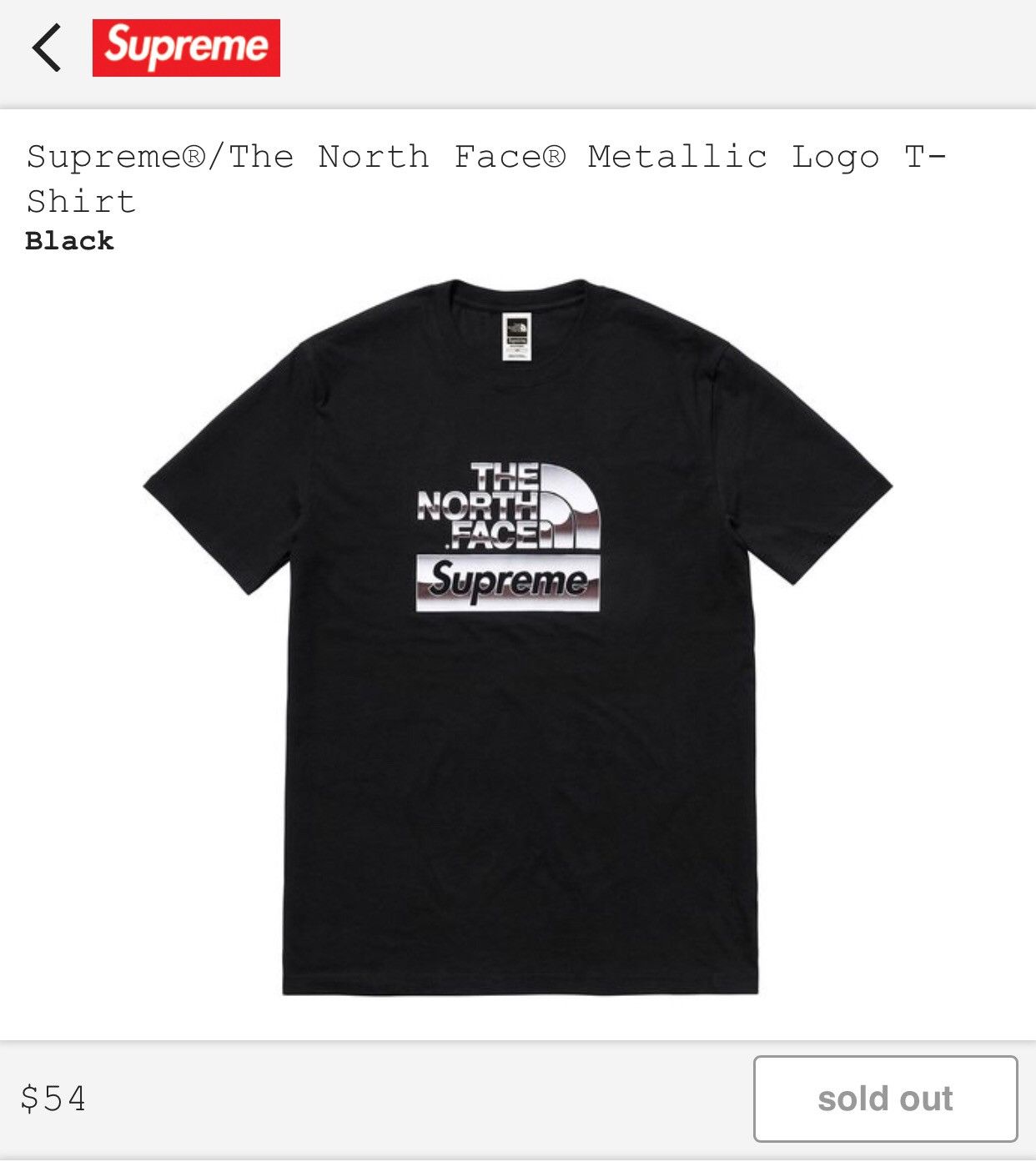 Supreme The North Face Metallic Logo T ‘Shirt Black