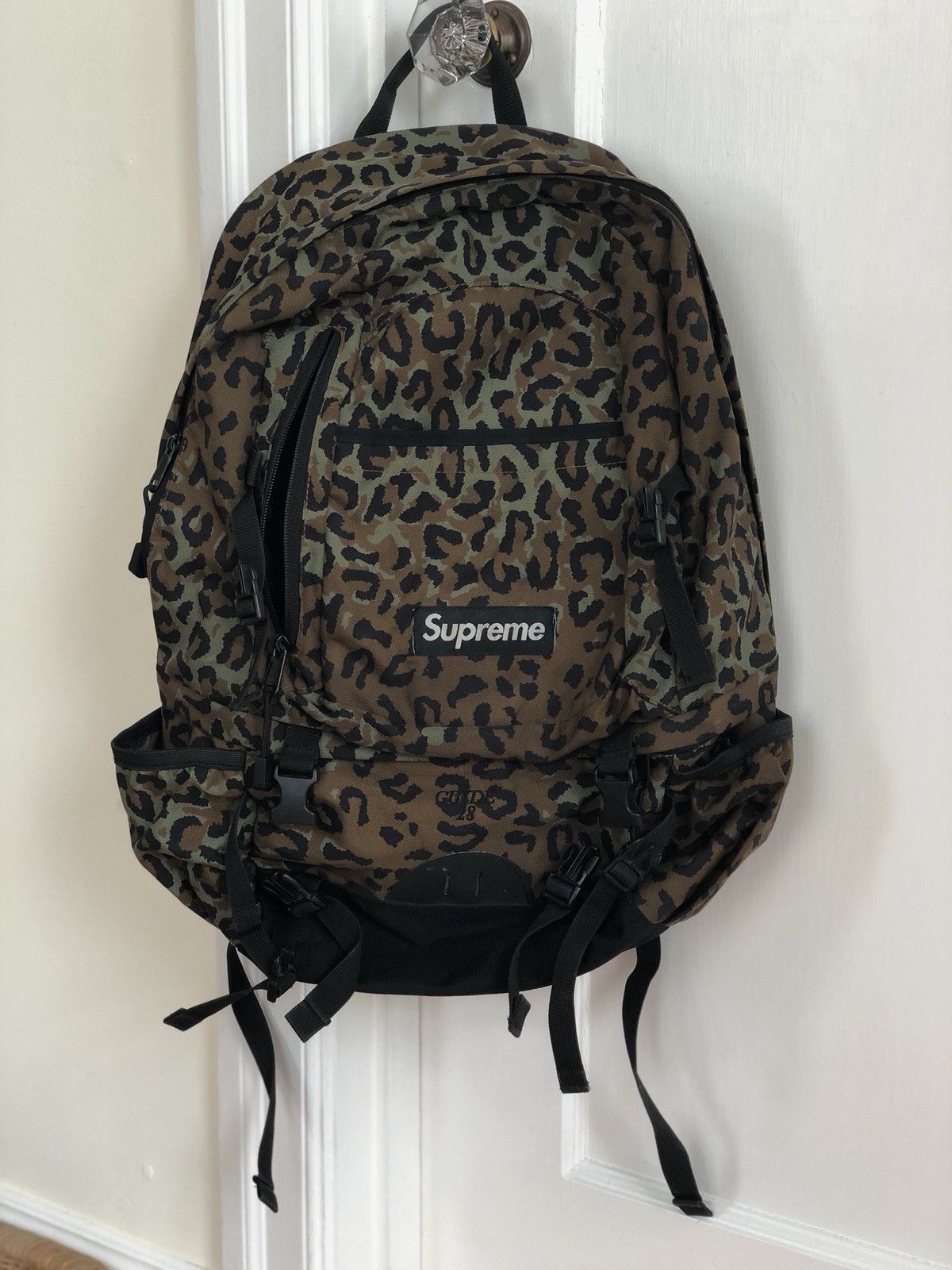 Supreme leopard hot sale print backpack