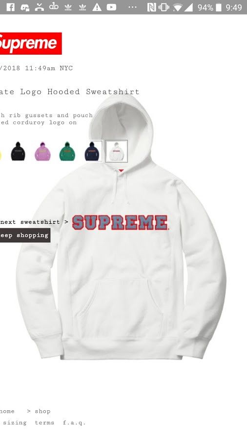 Supreme Cord Collegiate Logo Hooded Sweatshirt Grailed