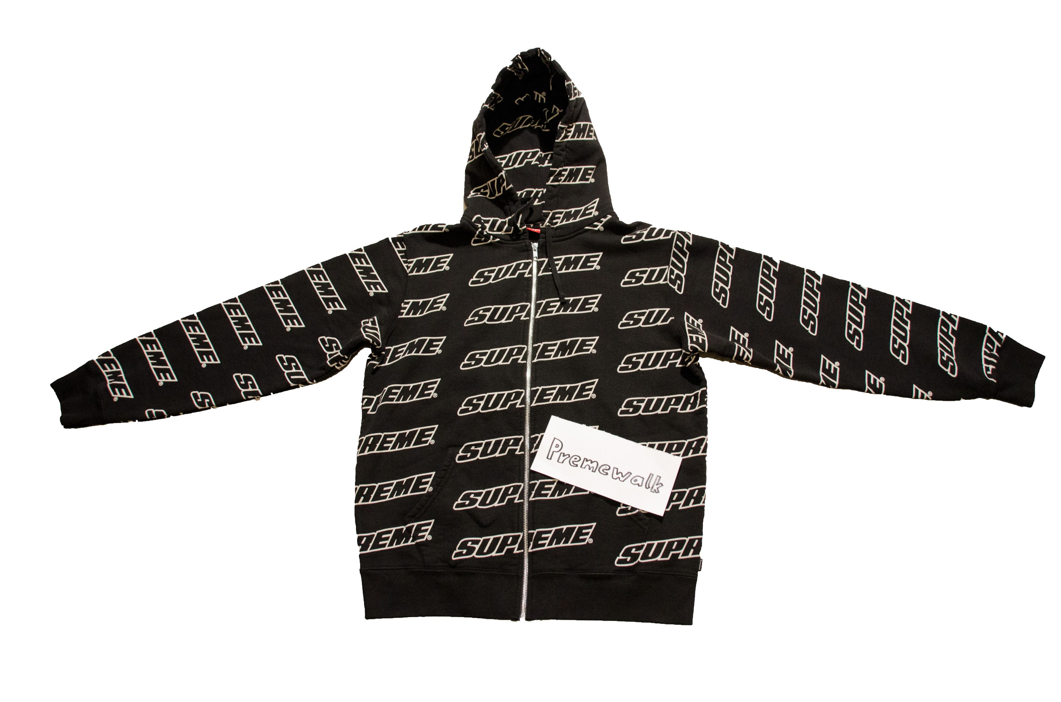 Supreme Supreme Repeat Zip Up Hooded sweatshirt Black | Grailed