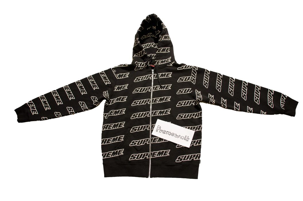 Supreme Supreme Repeat Zip Up Hooded sweatshirt Black | Grailed