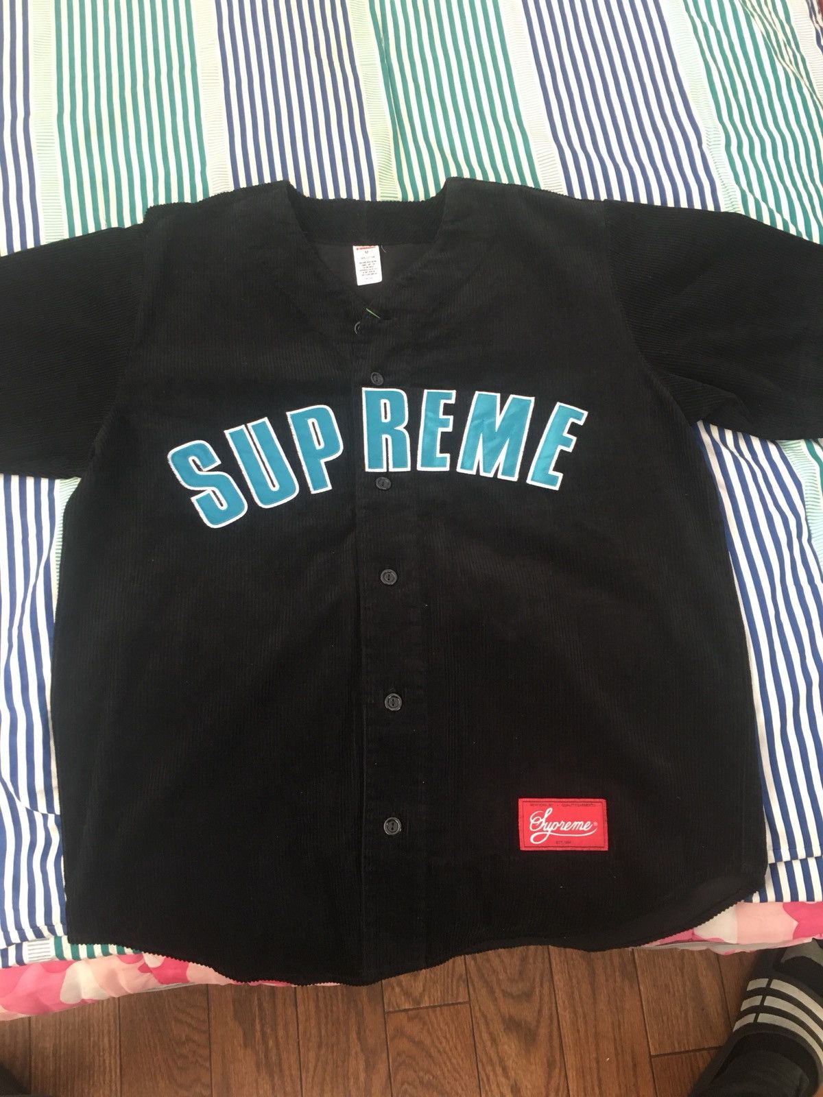 Supreme Supreme Corduroy Baseball Jersey Black | Grailed